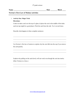 Newton`s First Law of Motion Activities