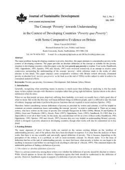 The Concept `Poverty` towards Understanding in the Context of