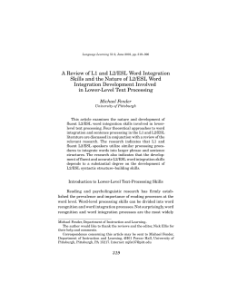 A Review of L1 and L2/ESL Word Integration Skills and the Nature of