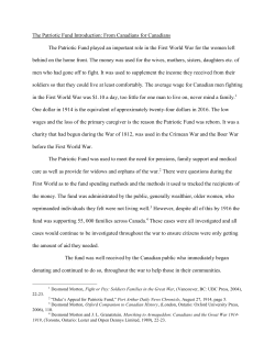 The Patriotic Fund Introduction: From Canadians for Canadians The