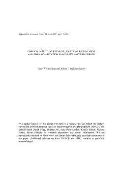 FOREIGN DIRECT INVESTMENT, POLITICAL RESENTMENT AND
