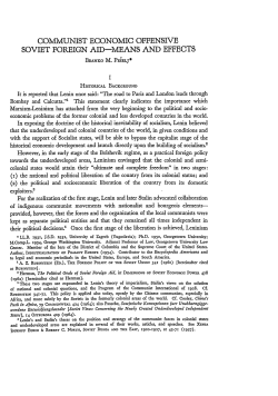 Communist Economic Offensive&mdash;Soviet Foreign Aid&mdash;Means and