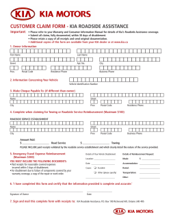 CUSTOMER CLAIM FORM [ KIA ROADSIDE ASSISTANCE