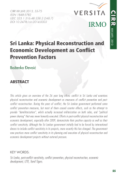 Sri Lanka: Physical Reconstruction and Economic Development as
