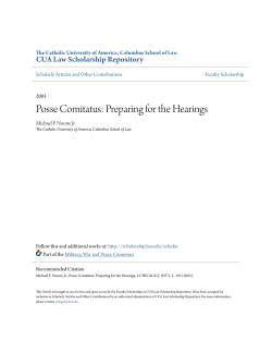 Posse Comitatus: Preparing for the Hearings