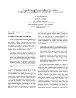 Acoustic Ecology Considered as a Connotation