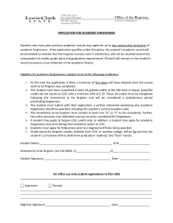 APPLICATION FOR ACADEMIC FORGIVENESS Students who have