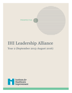 IHI Leadership Alliance - Institute for Healthcare Improvement