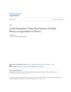 God`s Dominion: Omar Ibn Said use of Arabic literacy