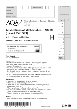 (Linked Pair Pilot) Question paper Unit 01 - Finance and