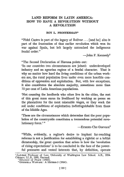 Land Reform in Latin America: How to Have a Revolution