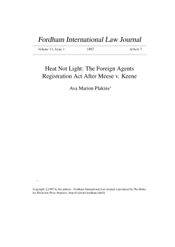 Heat Not Light: The Foreign Agents Registration Act After