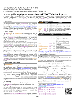 A brief guide to polymer nomenclature (IUPAC Technical Report)