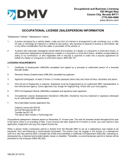 OBL 255 - Salesman License Packet