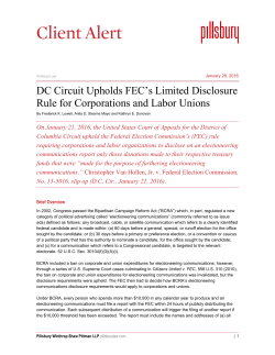 DC Circuit Upholds FEC`s Limited Disclosure Rule for Corporations