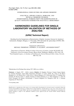 Harmonized Guidelines for Single-Laboratory Validation of