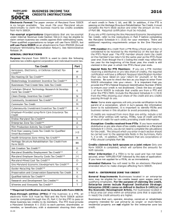 BUSINESS INCOME TAX CREDITS INSTRUCTIONS