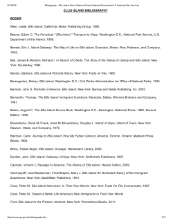 Bibliography re Ellis Island Compiled by National Park Service