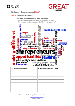 Worksheet | Entrepreneurs are GREAT