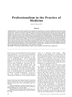 P rofessionalism in the Practice of M e d i c i n e