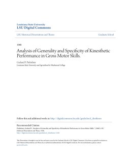 Analysis of Generality and Specificity of Kinesthetic Performance in