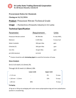 Product: Potassium Nitrate Technical Grade Technical Specification