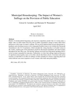 Municipal Housekeeping: The Impact of Women`s Suffrage on the