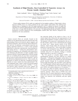 Synthesis of High Density, Size-Controlled Si Nanowire Arrays via