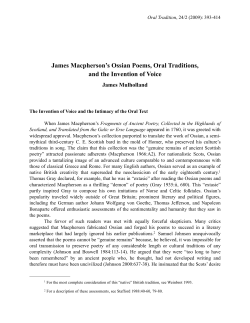 James Macpherson`s Ossian Poems, Oral Traditions, and the