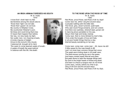 AN IRISH AIRMAN FORESEES HIS DEATH W. B. Yeats 1919 I know