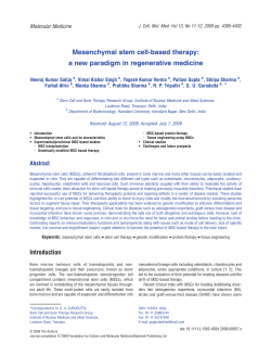 Mesenchymal stem cell-based therapy: a new paradigm in