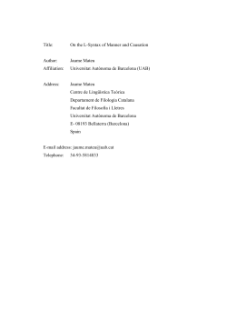On the L-Syntax of Manner and Causation Author