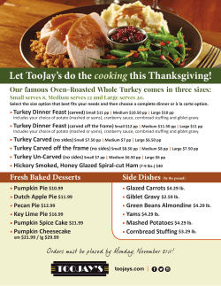 Let TooJay`s do the cooking this Thanksgiving!