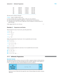 703 Exercise 1 Sequences and Series 25&ndash;2 Arithmetic Progressions