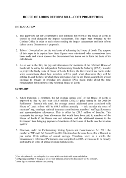 house of lords reform bill - cost projections