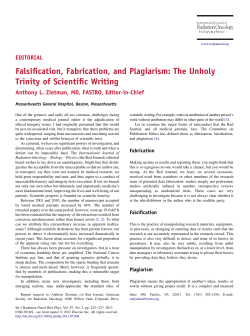 Falsification, Fabrication, and Plagiarism: The Unholy