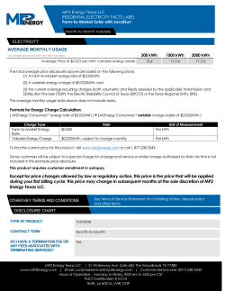 Except for price changes allowed by law or regulatory action, this