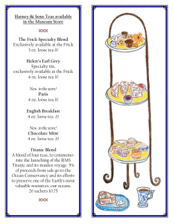 2016 TEA Menu WCS - The Frick Pittsburgh