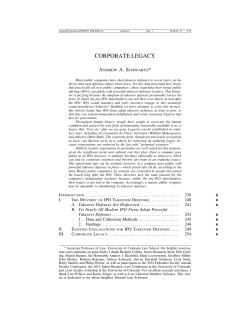 corporate legacy - Harvard Business Law Review