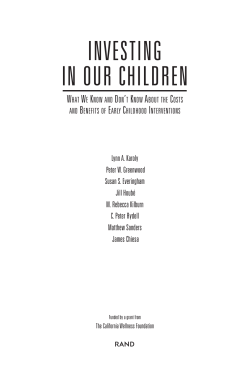 Investing in Our Children: What We Know and Don`t Know About the
