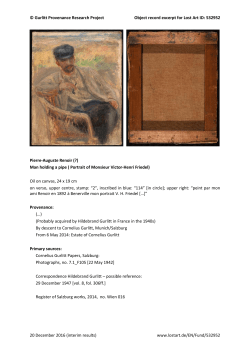 Gurlitt Provenance Research Project Object record excerpt for Lost