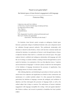 The Liminal Space of Anne Sexton`s Engagement with