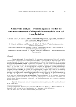 Chimerism analysis - Revista rom&acirc;nă de medicină de laborator