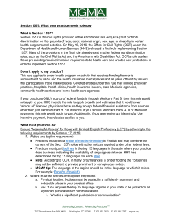 Section 1557: What your practice needs to know What is Section