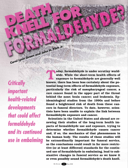 Death Knell for Formaldehyde? - National Funeral Directors