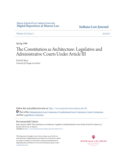 Legislative and Administrative Courts Under Article III