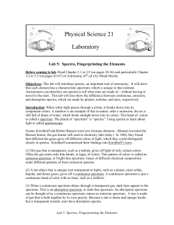Lab 5, Spectra, Fingerprinting the Elements