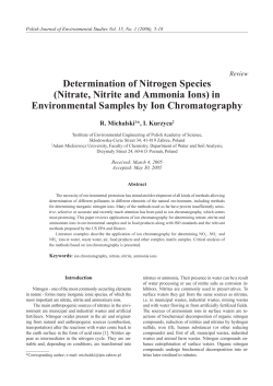 Determination of Nitrogen Species (Nitrate, Nitrite and Ammonia