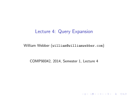 Lecture 4: Query Expansion - William Webber Consulting