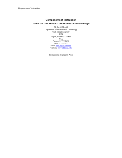 Components of Instruction Toward a Theoretical Tool